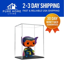 Elegant Clear Acrylic Display Case with Matte Black Base for Funko POP! Colle...