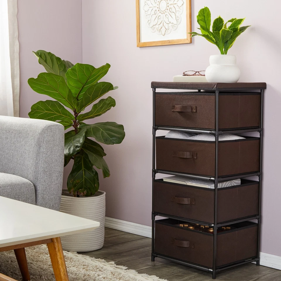 4-Tier Closet Dresser with Drawers - Clothes Organizer and Storage (Dark Brown) - Image 2 of 4