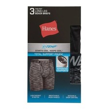 Hanes Mens X-Temp Support Pouch Long Leg Boxer Briefs Anti-Chafing 2XL 3-Pack