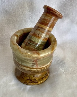 Vintage Fred Harvey Trading Co Onyx Mortar & Pestle Set - Original Tag