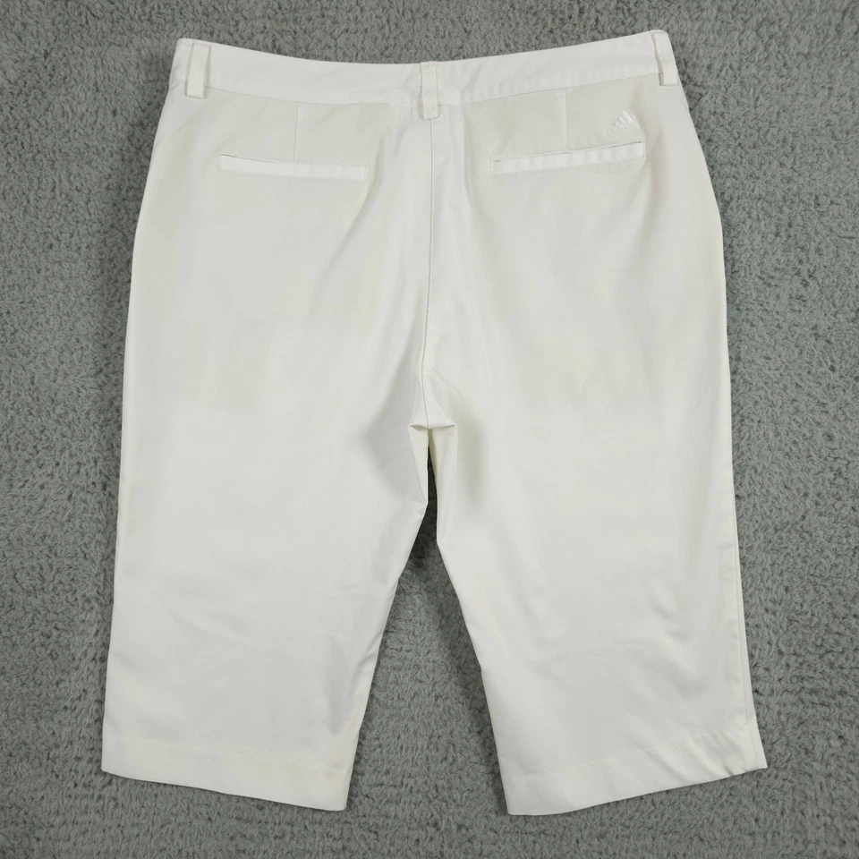 Adidas Golf Shorts Women 12 White Bermuda High Rise Casual Active Flat Front 14" - Image 2 of 4