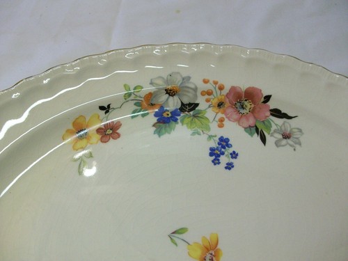 Vintage Pope Gosser Oval Meat Platter- Flowers with Gold Trimmed Rim - Picture 6 of 12