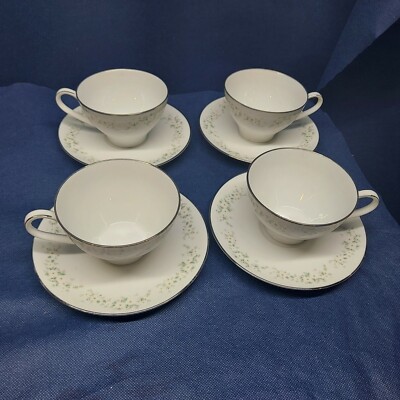 Vintage Noritake Fine China ''Annabelle'' 4 Sets Cups/Saucers Japan Retired 1978