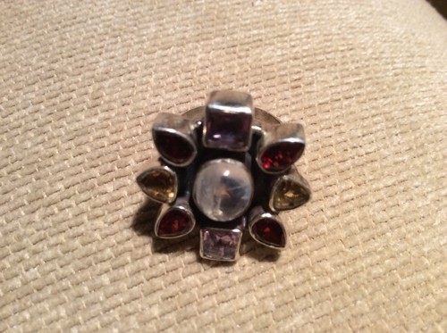 Stunning jewellery oval Cut Stone Silver Ring Moonstone Garnet Citrine Amethyst - Picture 8 of 9