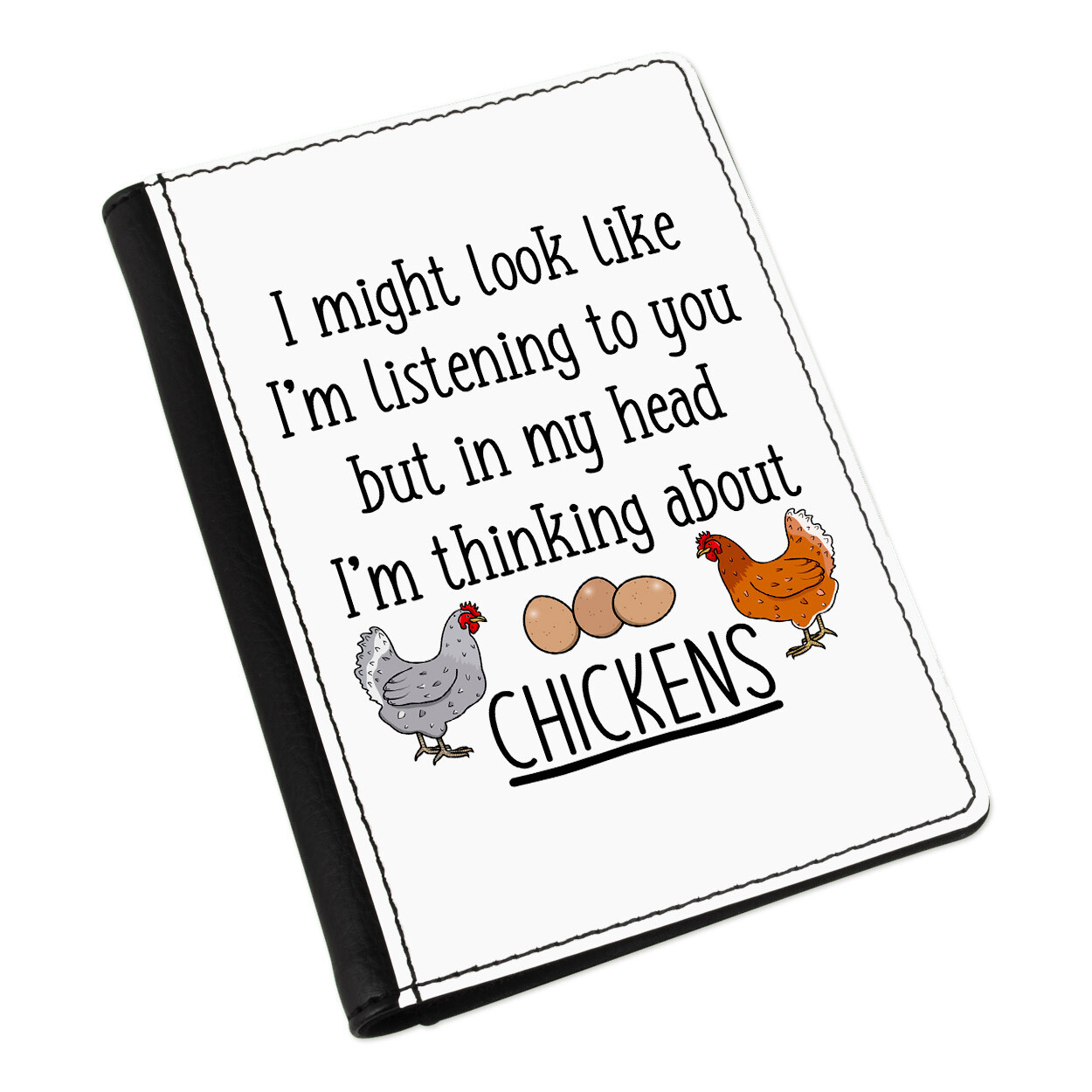 I Might Look Like I'm Listening Chickens Passport Holder Cover Case Funny
