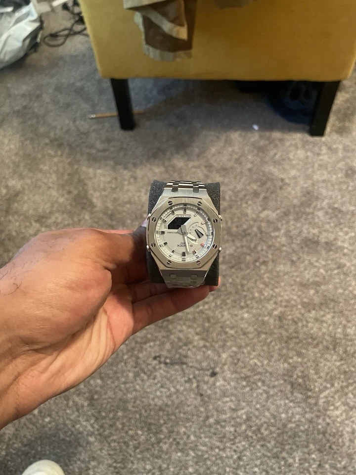 Reloj Personalizado G-Shock GA-2100 Casioak Estilo AP Plateado - Brilla en la Oscuridad Manecillas Foto 3 de 4