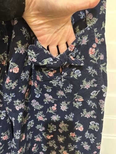 Mono Vintage Laura Ashley Pierna Ancha Cottagecore Floral Pana Azul Marino XL - Imagen 4 de 9