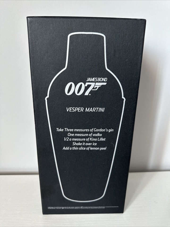007 James Bond Vesper Martini Cocktail Shaker Stainless Steel NEW Boxed