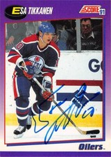 Esa Tikkanen autographed Hockey Card (Edmonton Oilers) 1991 Score #241
