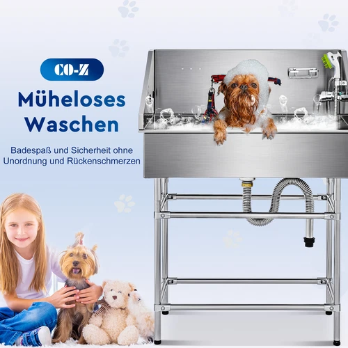 CO-Z 127cm Hunde Badewanne aus Edelstahl Haustiere Pflege Dusche Tierbadewanne - Bild 5 von 29