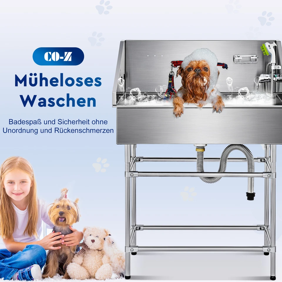 CO-Z 86 cm Kleine Haustiere aus Edelstahl Hunde Katzen Dusche Badewanne Pflege - Bild 2 von 4