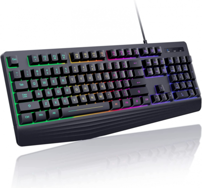 Rainbow LED Backlit Keyboard - 7 Color Wired Keyboard With Multimedia Keys & Spill-Resistant Design