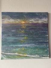 Bild selbstgemalt Acryl auf Leinwand „Stille“ Ca.38/39cm.