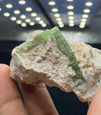 453ct Natural Rare Twin Green Tourmaline Crystal With Matrix Specimen | AFG@