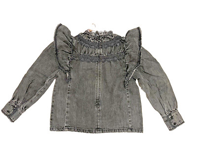 Petite Amalie Black Lace Smock Top Girl Size 8