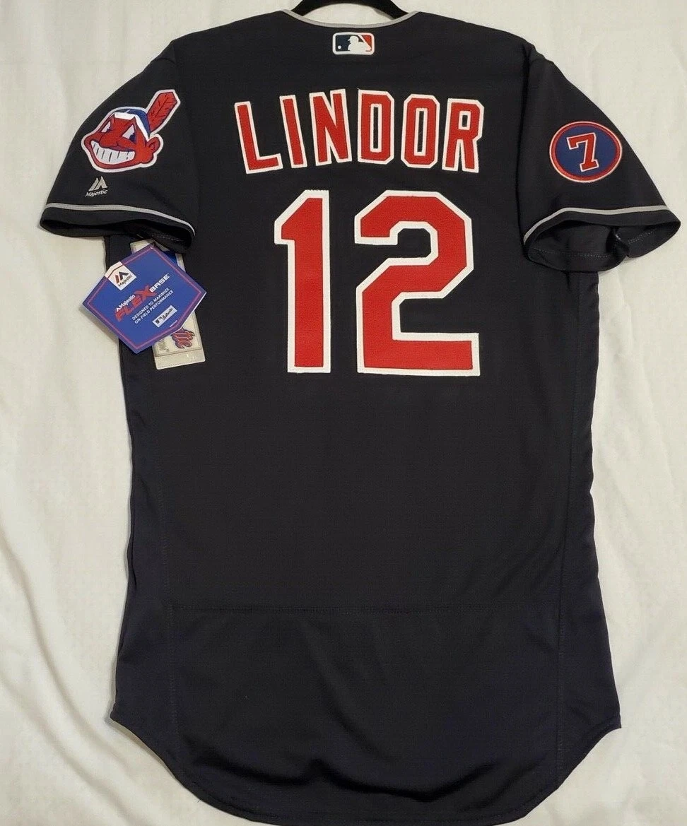 Authentic Majestic 54 3XL CLEVELAND INDIANS FRANCISCO LINDOR FLEX BASE  Jersey