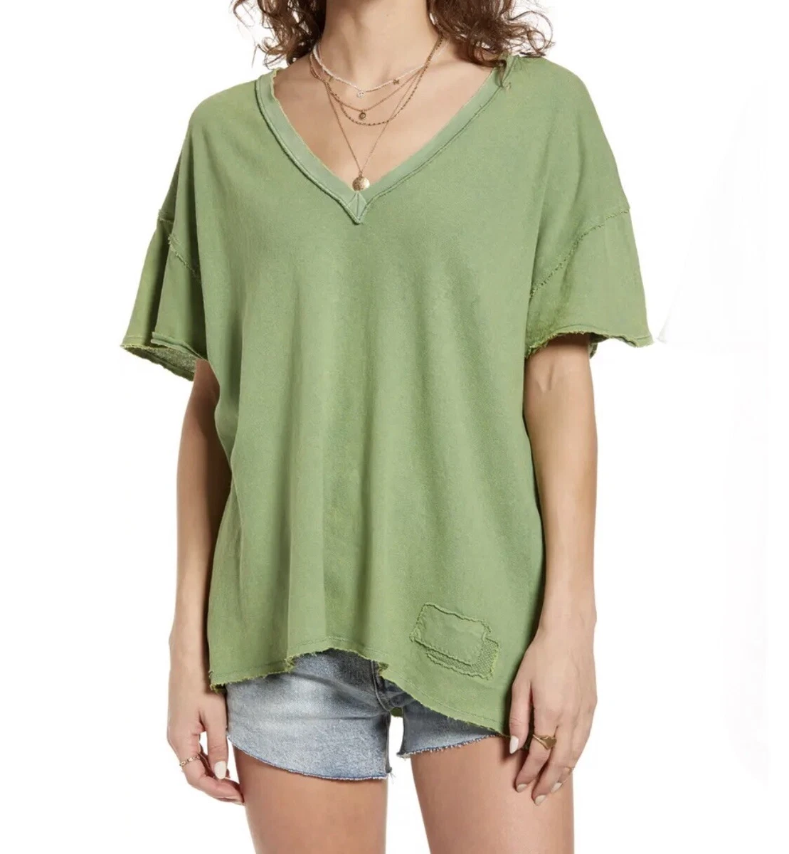 v neck distressed t shirt