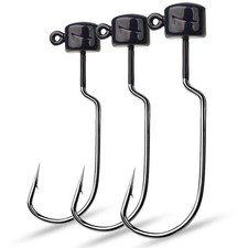 25Pcs Mushroom Head Ned Rig Jig Heads Crappie Bass Offset Weedless Fishing Hooks