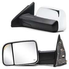 Pair Tow Mirrors For 02-08 1500 03-09 2500-3500 Dodge Ram Power Heated Chrome Pair Tow Mirrors For 02-08 1500 03-09 2500-3500 Dodge Ram Power Heated Chrome