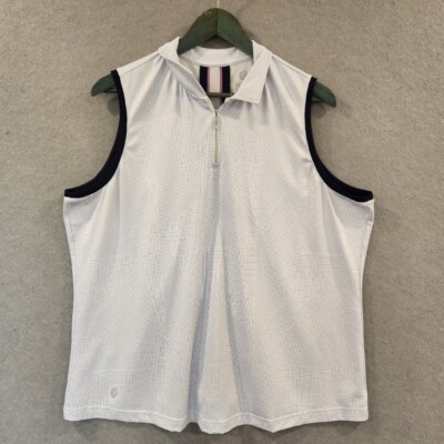 GG Blue Luxe Sport Tank Top Womens XXL White Grid Blue Pink Trim Tennis Golf