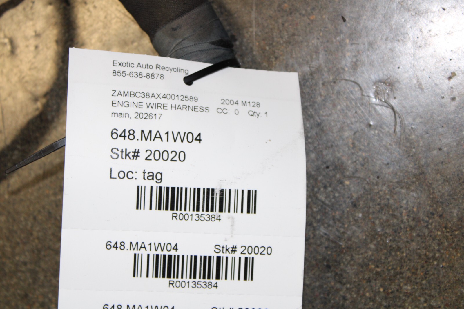 Maserati M128 Coupe, Spyder, Engine Injection Wire Harness, Used, P/N 202617
