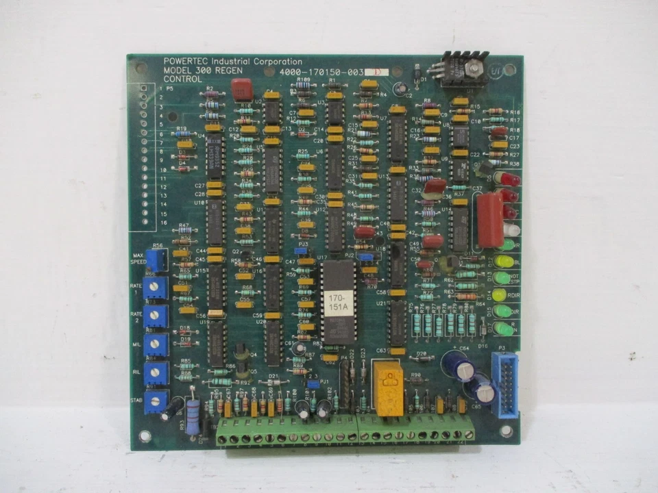 Powertec 4000-170150-003 Rev D Model 300 Regen Control Board Card PCB PLC - Image 2 of 4