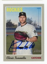 SIGNED BASEBALL CARD AUTO TOPPS 2019 HERITAGE CHRIS IANNETTA COLORADO ROCKIES 85