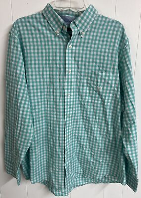 EUC Chaps Adult Long Sleeve Shirt Men's XL Cotton Blue Teal Check