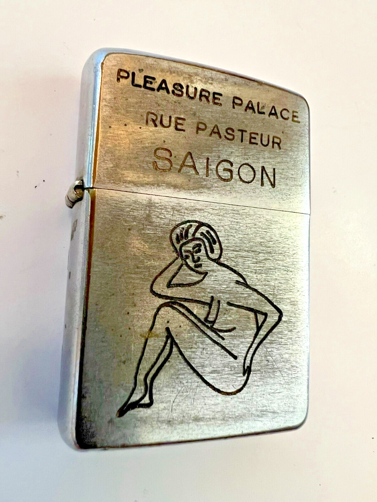 Vintage Original Vietnam War Era ZIPPO Lighter "Pleasure Palace" Saigon 66-67