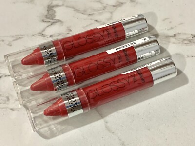 3X Victoria's Secret Glossy Tint Lip Sheen ~ Knockout Red ~ chubby stick/crayon