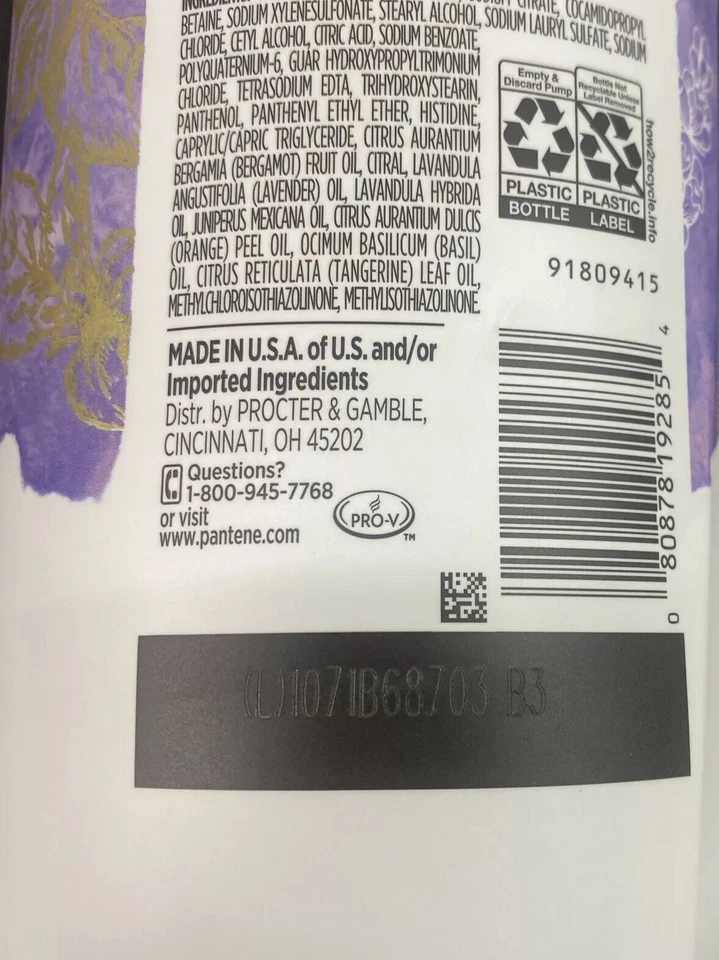 NEW Pantene Essential Oils Moisturizing Shampoo Lavender Oil & Basil, 38.2 fl oz - Image 4 of 4