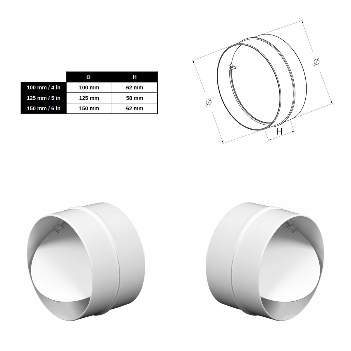 Extractor Fan Valve 100mm Round Duct Non-Return Valve With Shutter ...