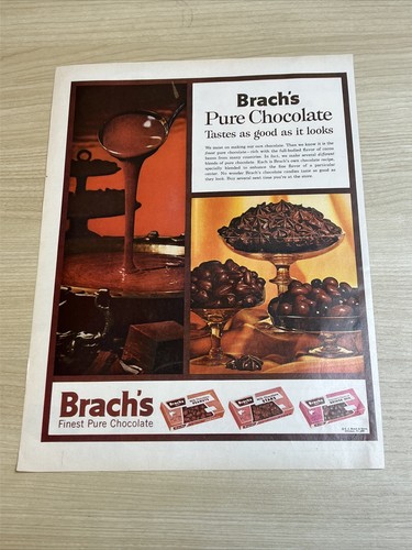 Brach's Pure Chocolate Peanuts Stars Bridge 1961 Vintage Print Ad Life Magazine