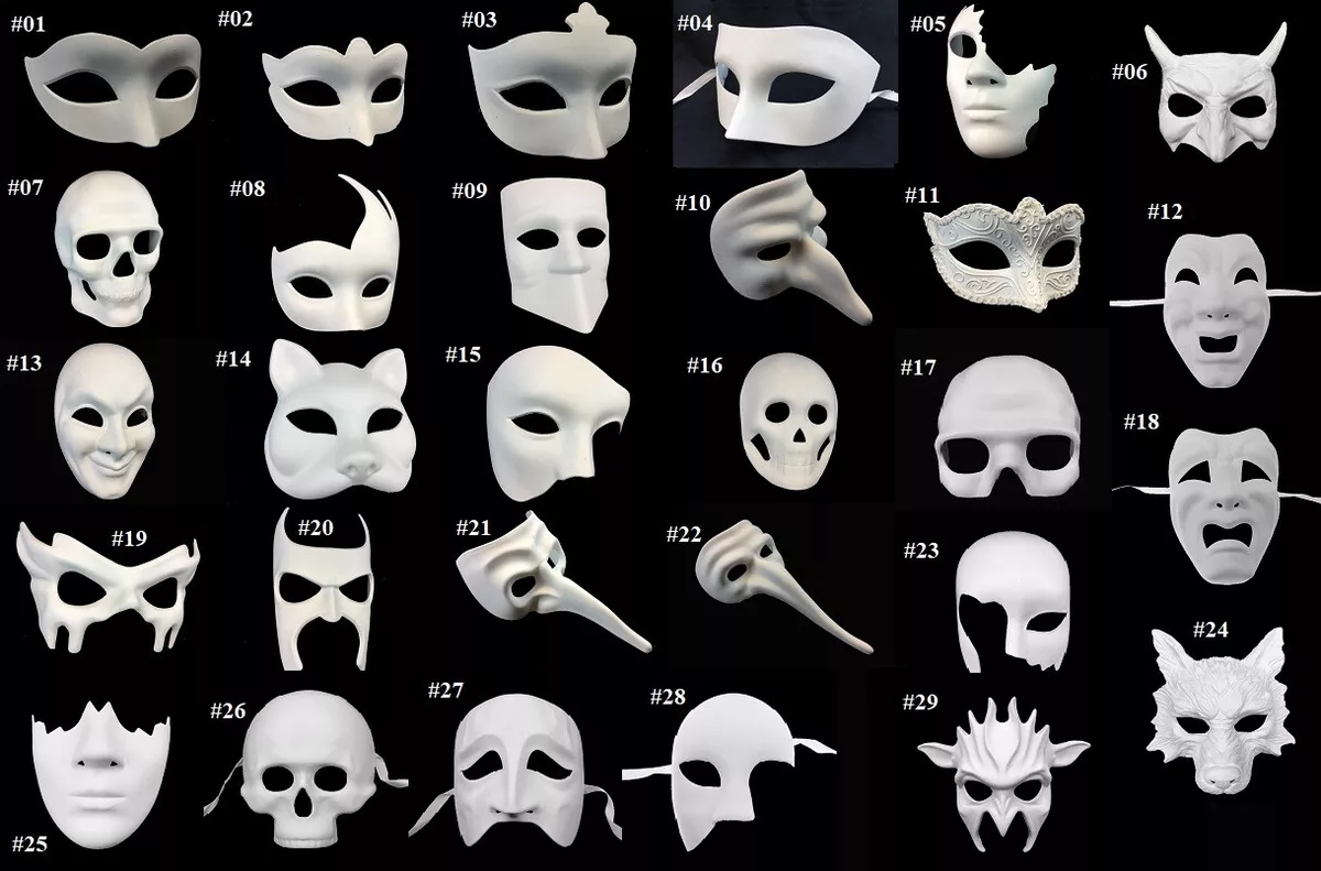 Bulk Blank DIY White Unpaint Masquerade Mask Polyresin Base Halloween  Costume