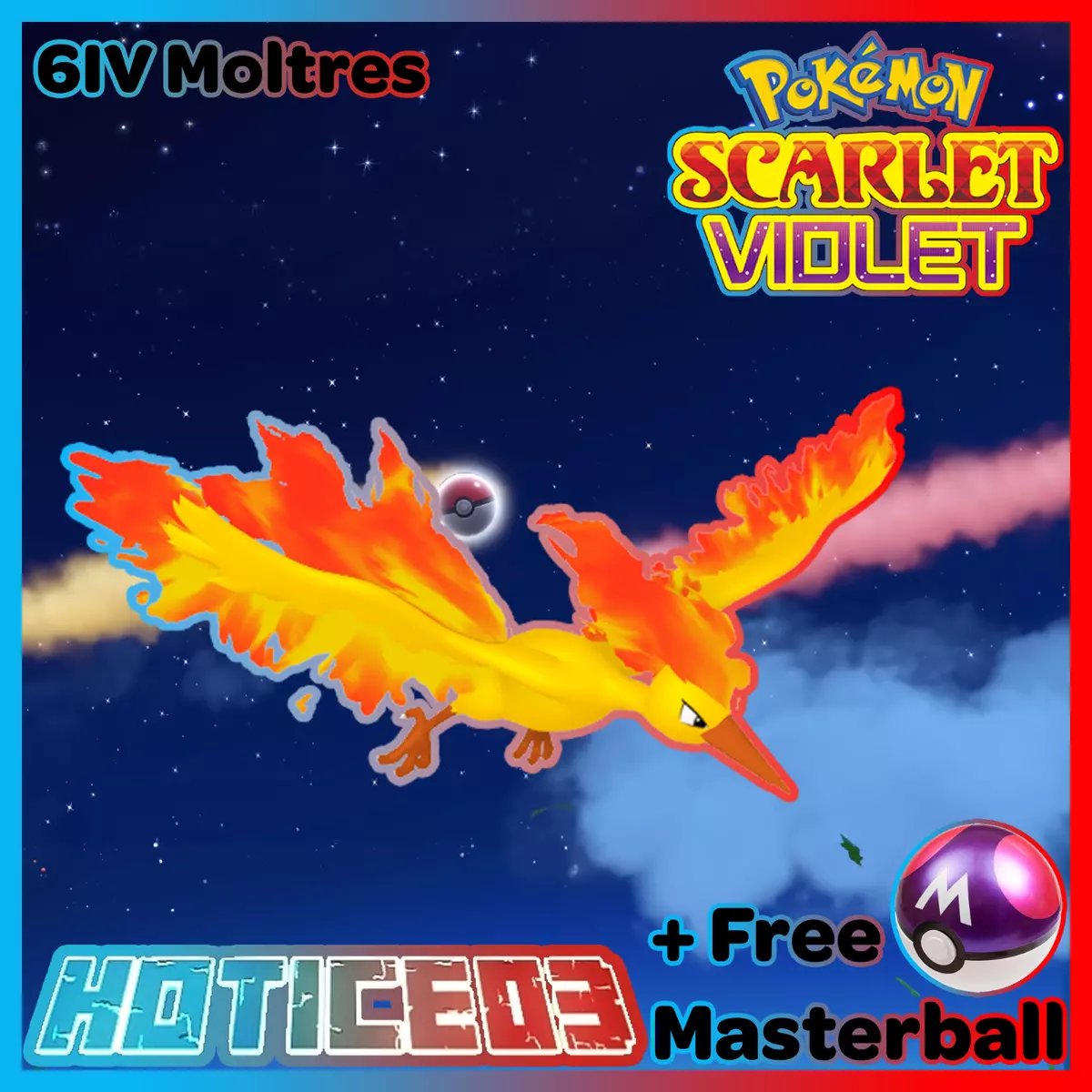 Pokémon Scarlet and Violet ✨SHINY✨ Moltres W/ Best 6IV + Customizable