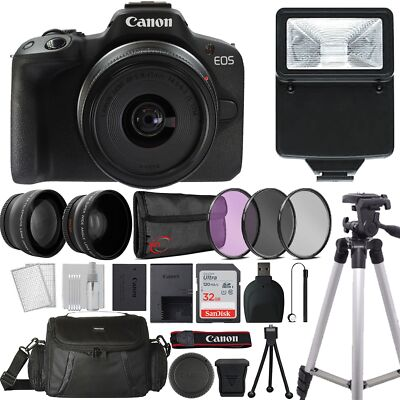 #ad Canon EOS R50 Mirrorless Camera with 18 45mm Lens Ultimate Top Accessory Kit $765.99