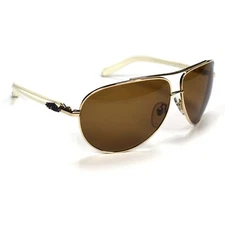 1996 Chrome Hearts Baby Gravy Aviator Sunglasses Gold White Leather AUTHENTIC