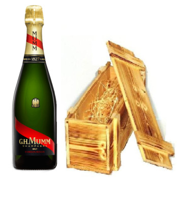 (69,32 /l) Mumm Cordon Rouge Champagner in Holzkiste geflammt 12,5% 0,75 l Flasc