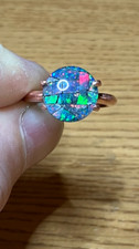  206B- Handcrafted Size 6.5 Copper Ring w/ a 3.50 Australian Mosaic Triplet Opal