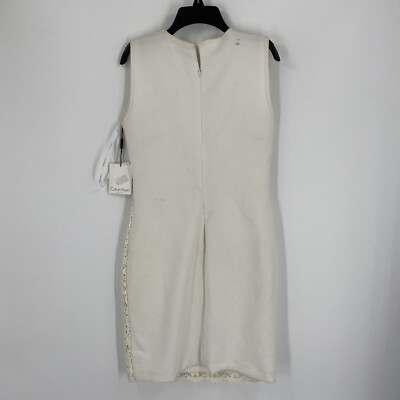 calvin klein cream dress Calvin Klein Women's Lined Lace Mini Sleeveless High Neck Cream Dress size  4P
