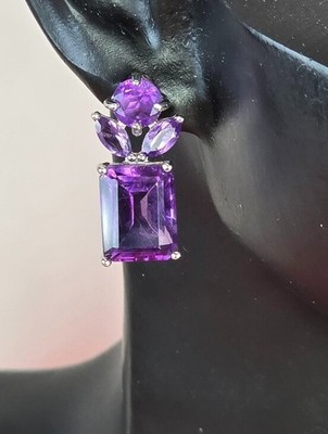 925 Sterling Silber Ohrstecker 0,7 x 1,5 cm mit natürlichem Amethyst Edelstein