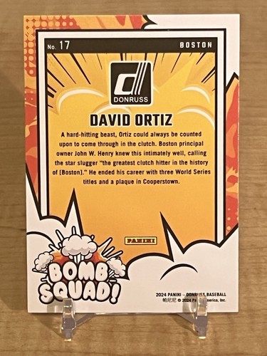 Donruss Bomb Squad 2024 David Ortiz #17 Boston Red Sox - Imagen 3 de 3