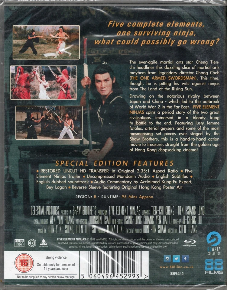FIVE ELEMENT NINJAS - UK Blu Ray Disc - 88 Films - SHAW BROTHERS - - Image 2 of 2