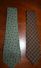Pair of Vintage Botany Brand Wool Neckties - Green and Brown