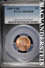 1909 V.D.B Lincoln Wheat Cent- PCGS MS 64RB Lustrous- No Reserve #SLA720