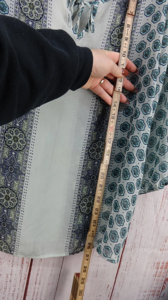 Old Navy Sheer Top 女式 XL 蓝色农民后锁眼 3/4 袖波西米亚节日 — 第 3/4 张图片