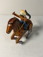 Vintage Wind Up Tin Litho Indian On Horse MTU Made In Korea 1970 s