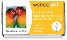 Wonderart Latch Hook Kit 12"X12"-Lovebirds