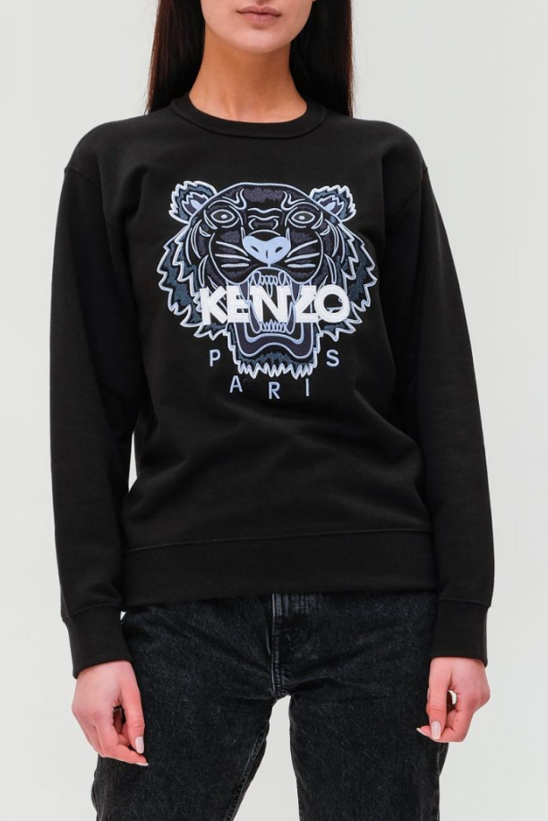 Kenzo Paris embroidered tiger logo sweatshirt in black unisex size