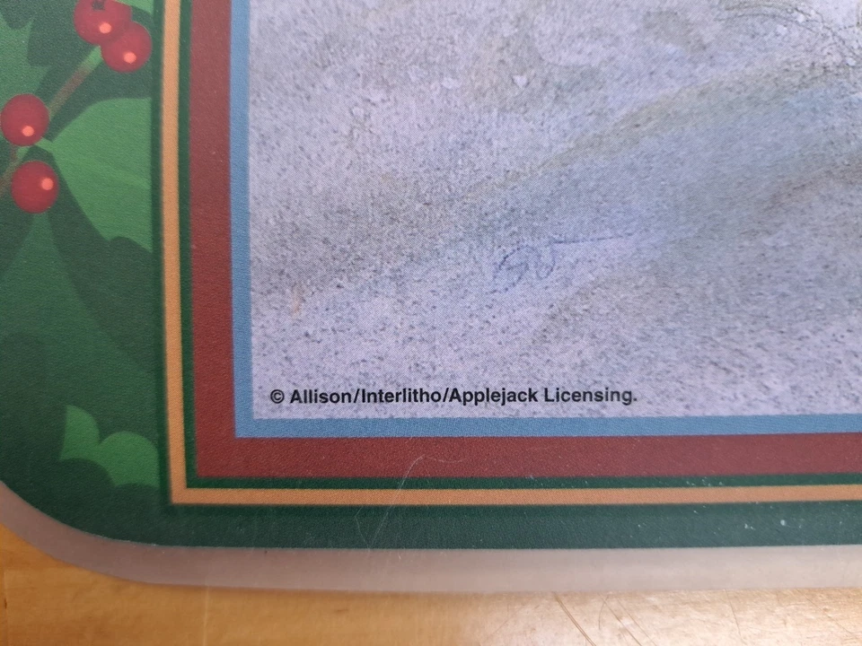 Lote De Colección De 5 Manteles Vinilos Navidad Trineo De Papá Noel Reverso A Hojas De Acebo Foto 4 de 4